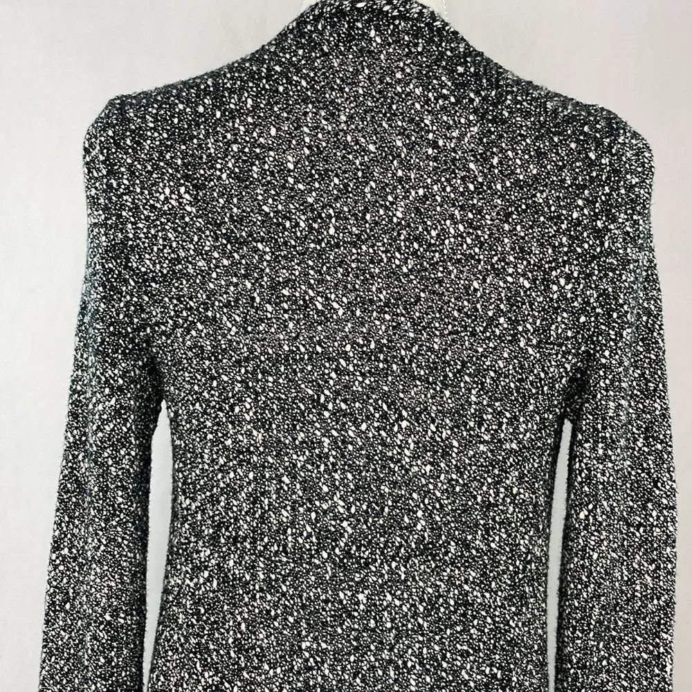 Eileen Fisher Black and White Tweed Open Front Cardigan Sweater. Size Small Pet.